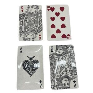 Set‎ Of 4 Williams Sonoma Vintage Playing Card Dishes Plates King Queen Ace Ten